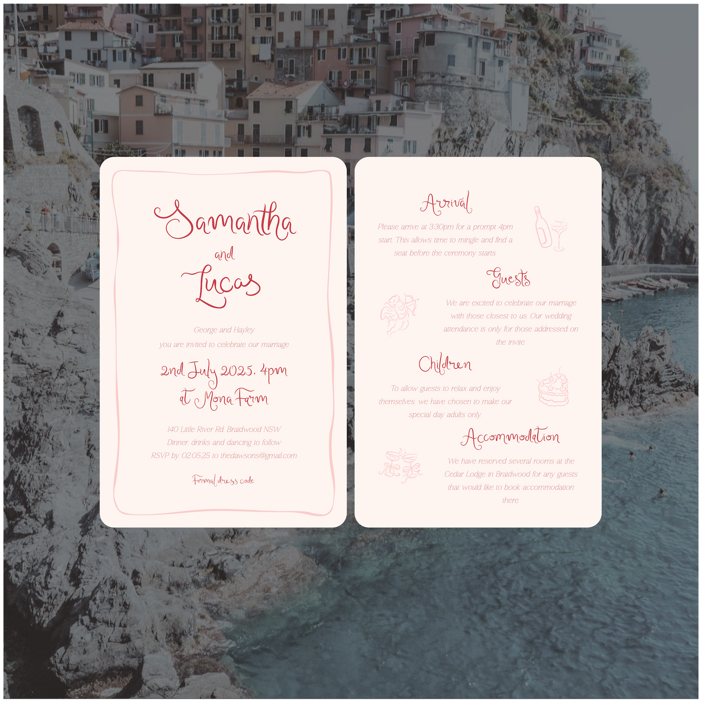 Amalfi Single Invitation