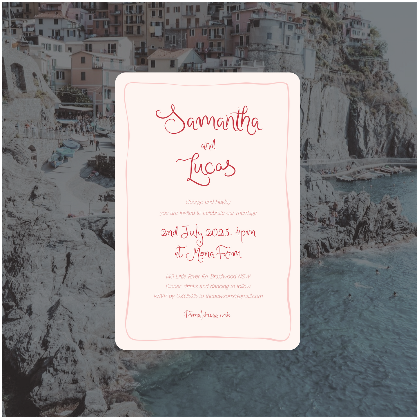 Amalfi Single Invitation