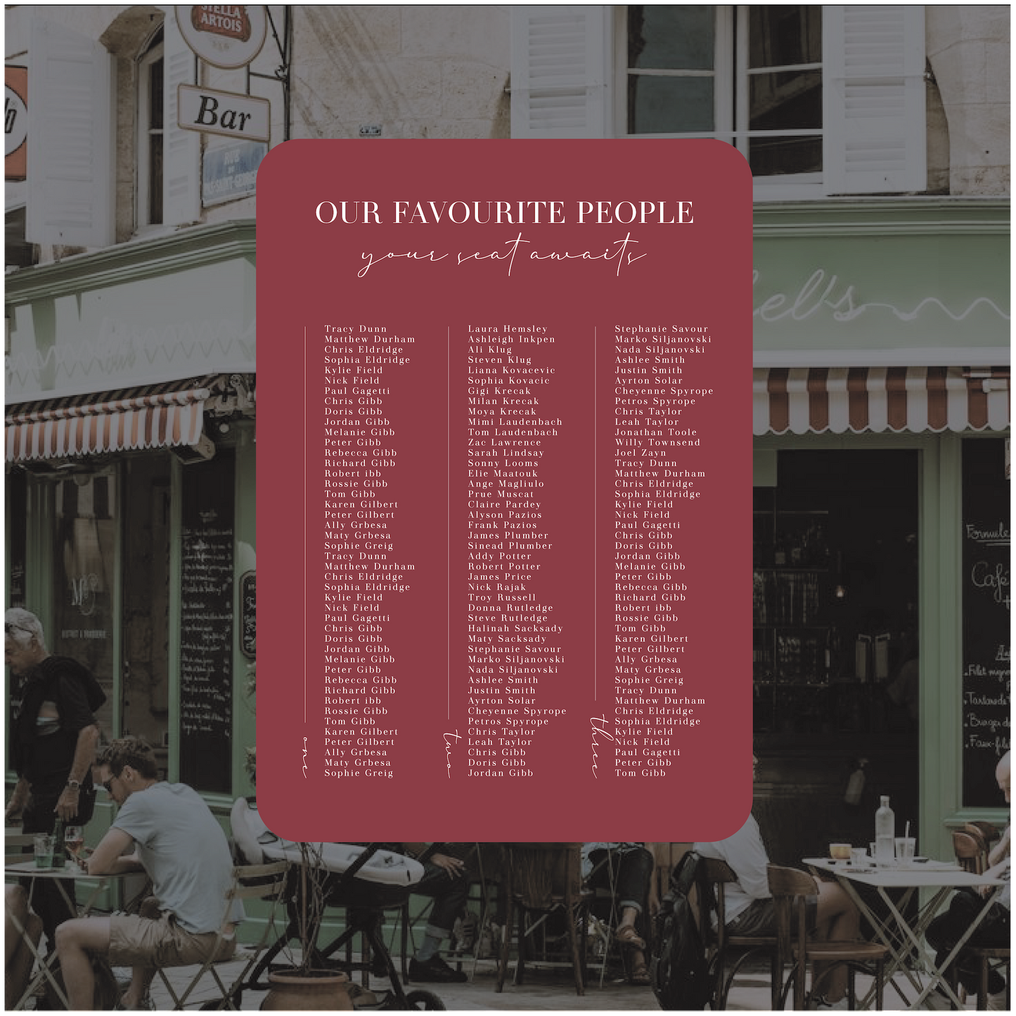 Bordeaux Seating Chart