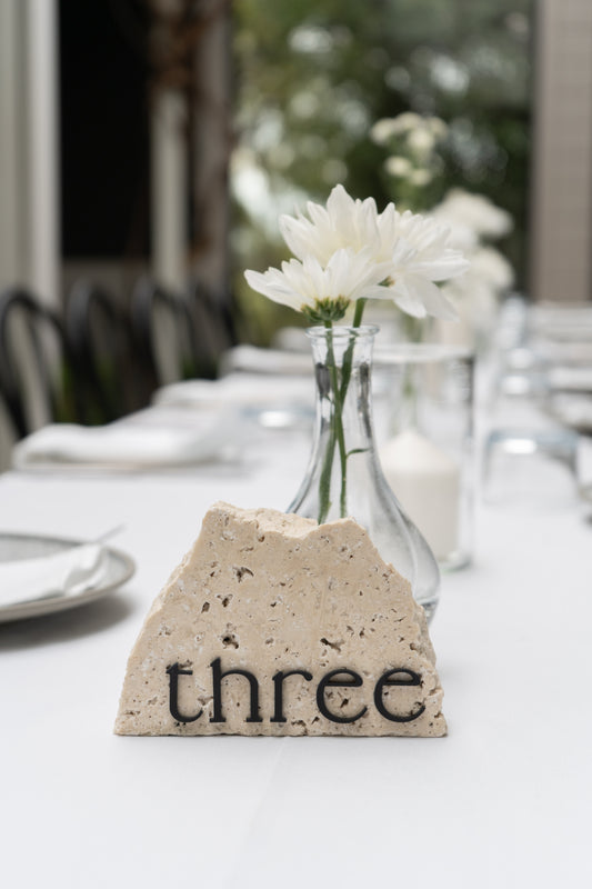 Hire Travertine Written Table Numbers