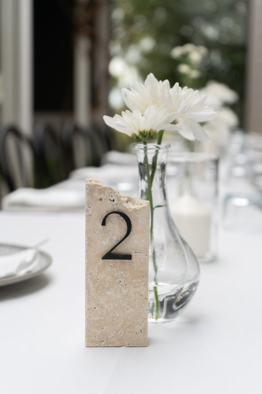 Hire Travertine Tall Table Numbers