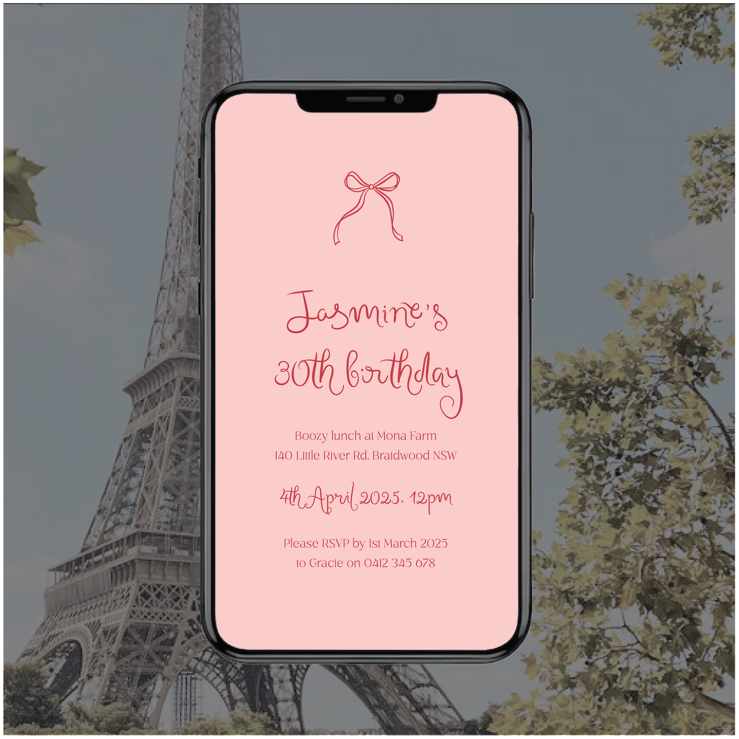 Eiffel Tower Digital File Invitation