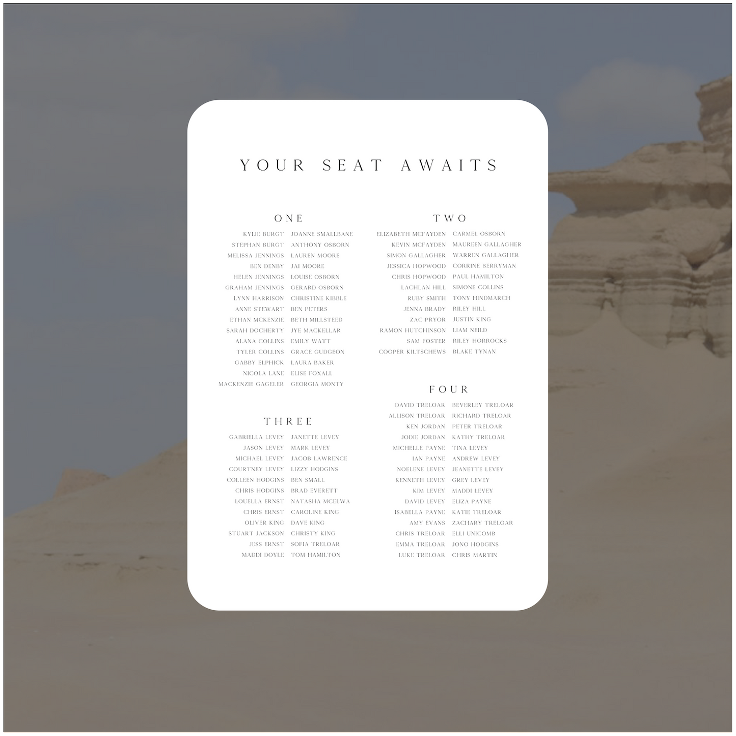 Faiyum Seating Chart