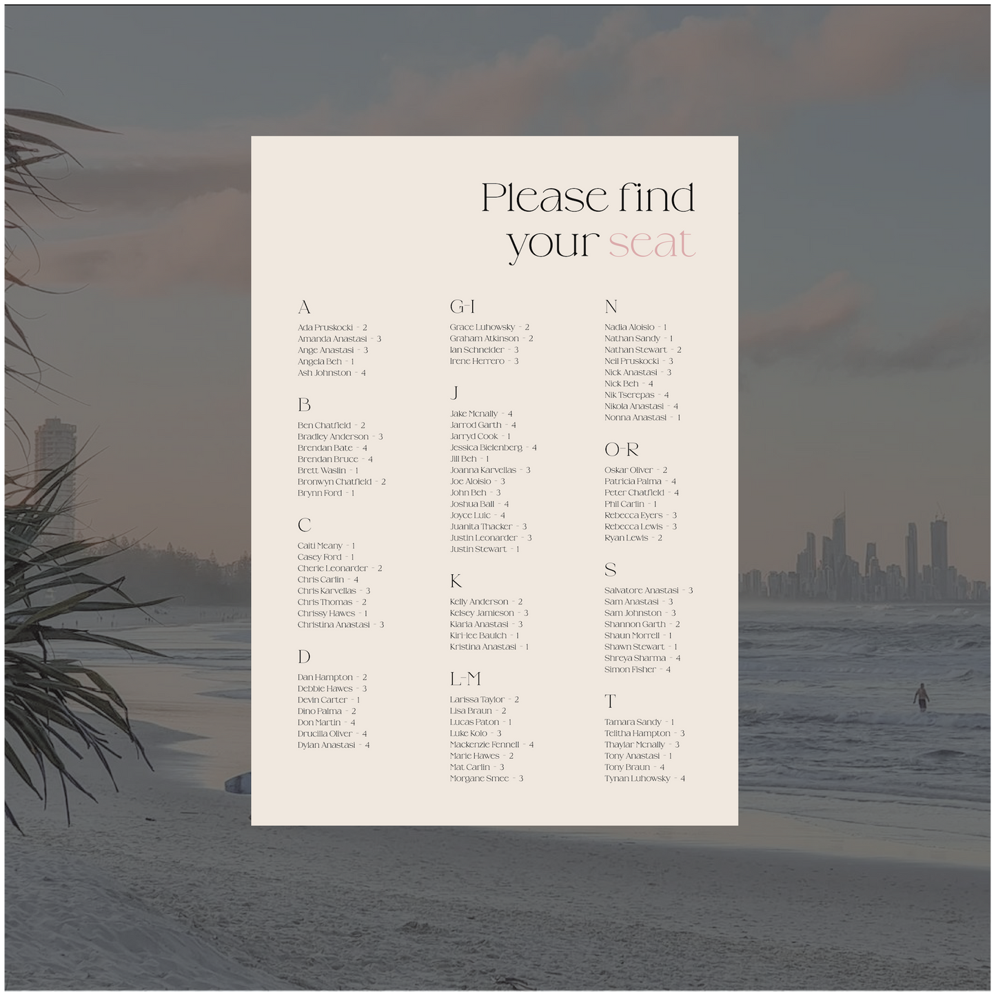 Gold Coast Seating Chart