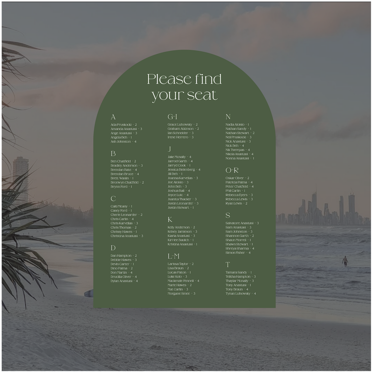 Gold Coast Seating Chart