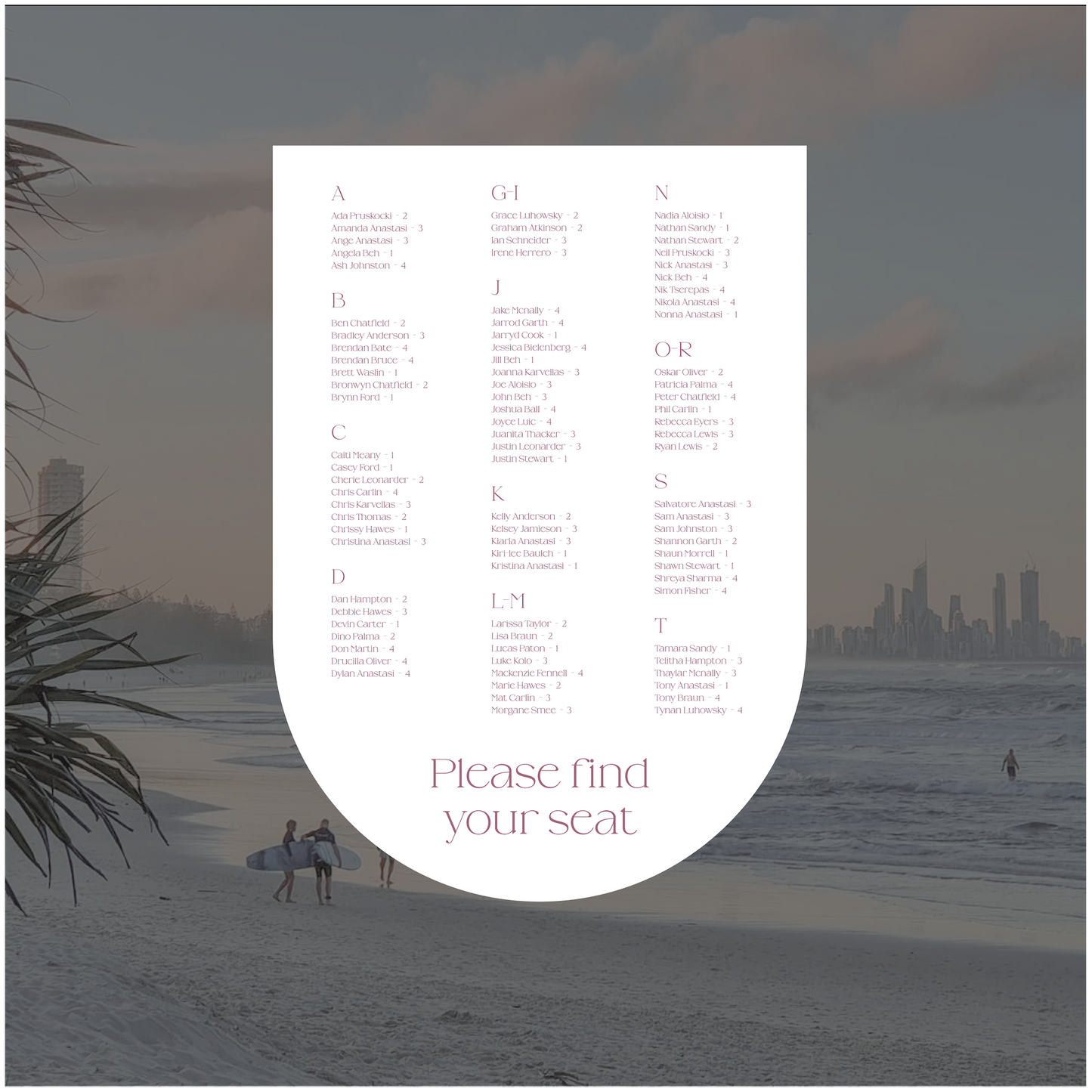 Gold Coast Seating Chart