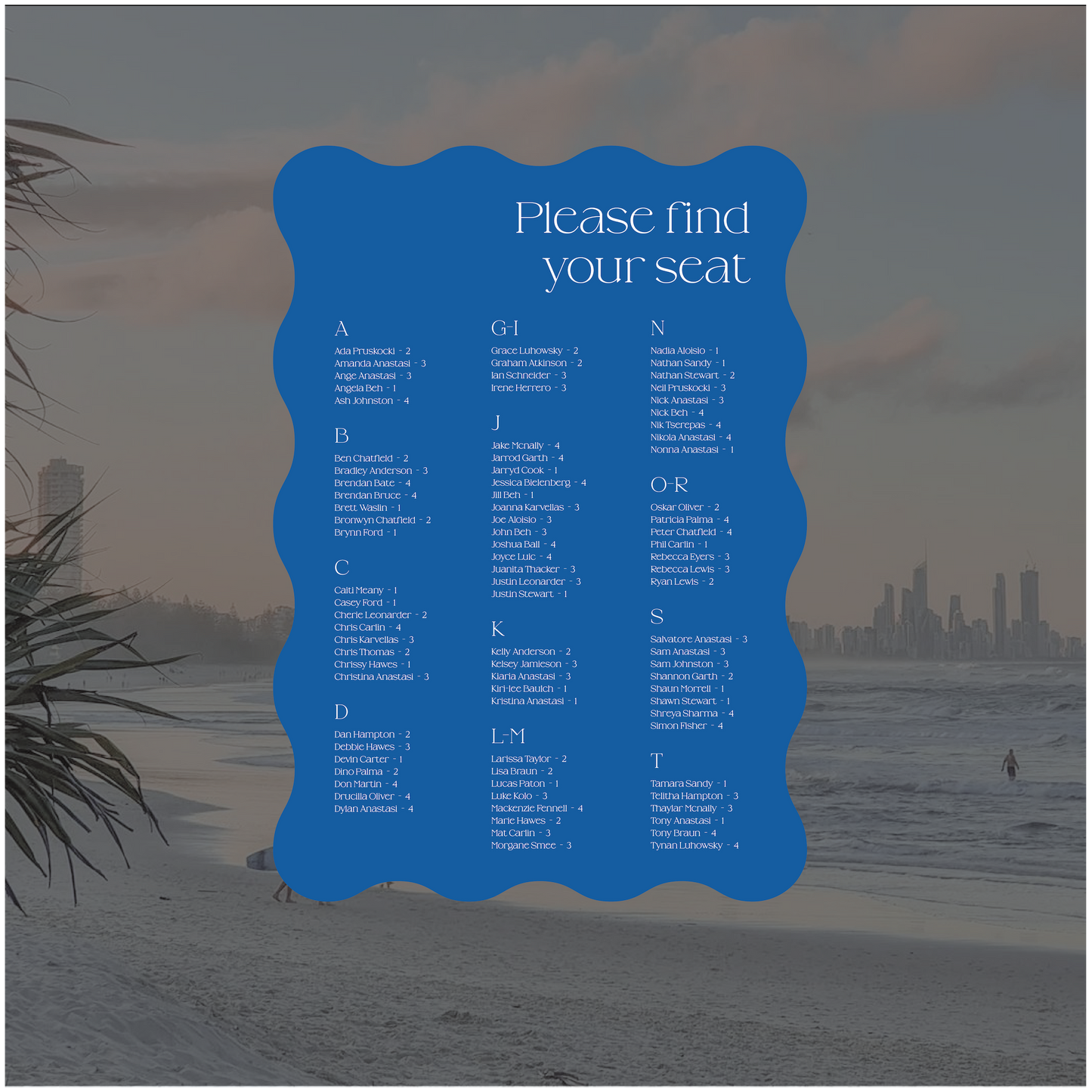 Gold Coast Seating Chart