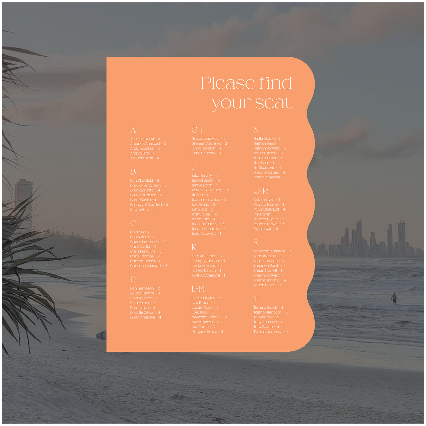 Gold Coast Seating Chart