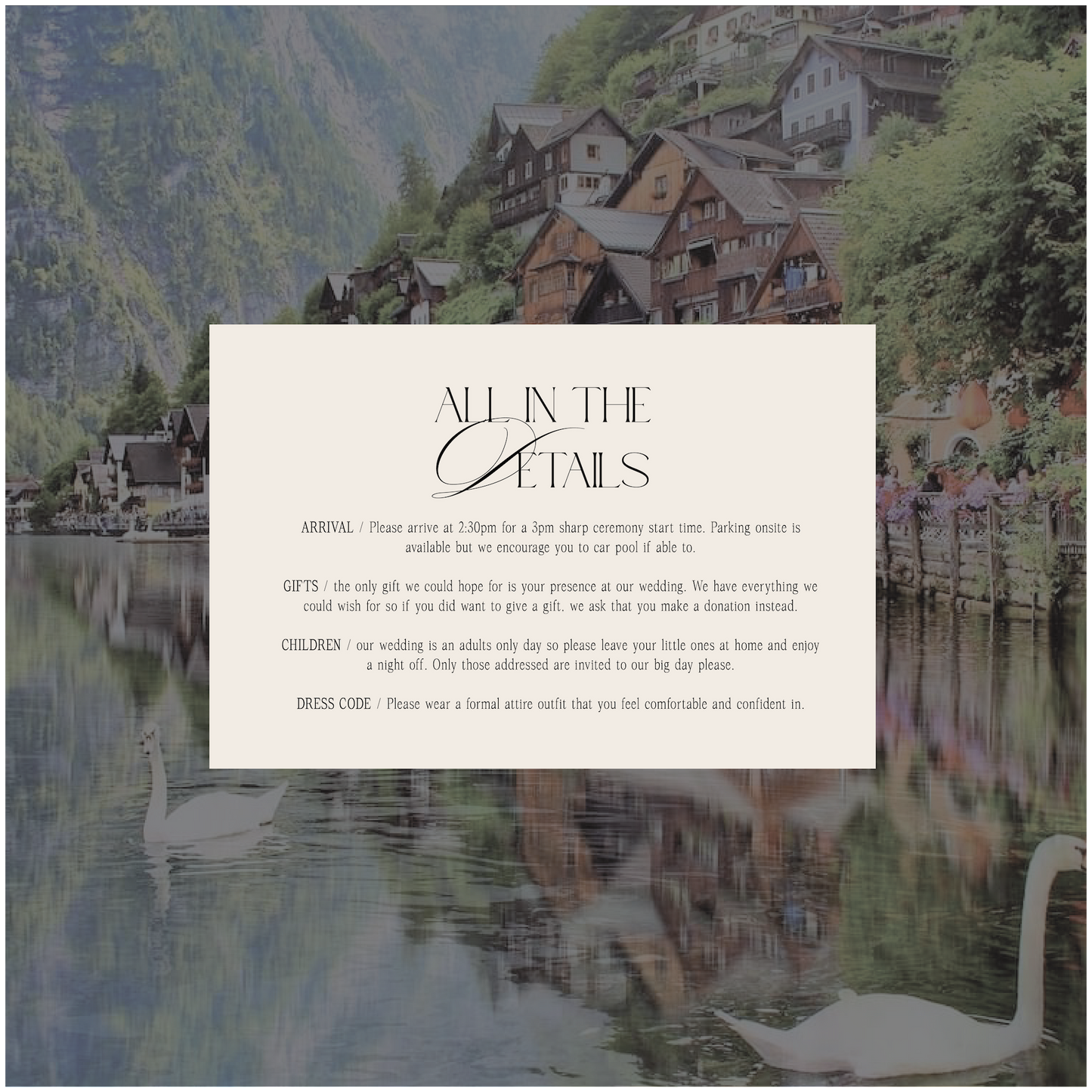 Hallstatt Single Invitation