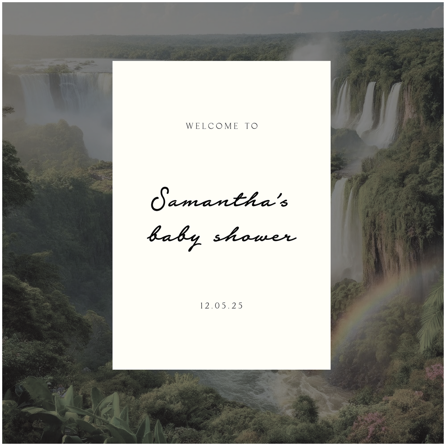 Iguazu Falls Baby Shower Welcome Sign