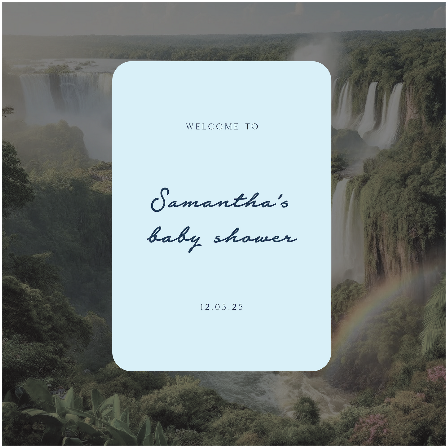 Iguazu Falls Baby Shower Welcome Sign