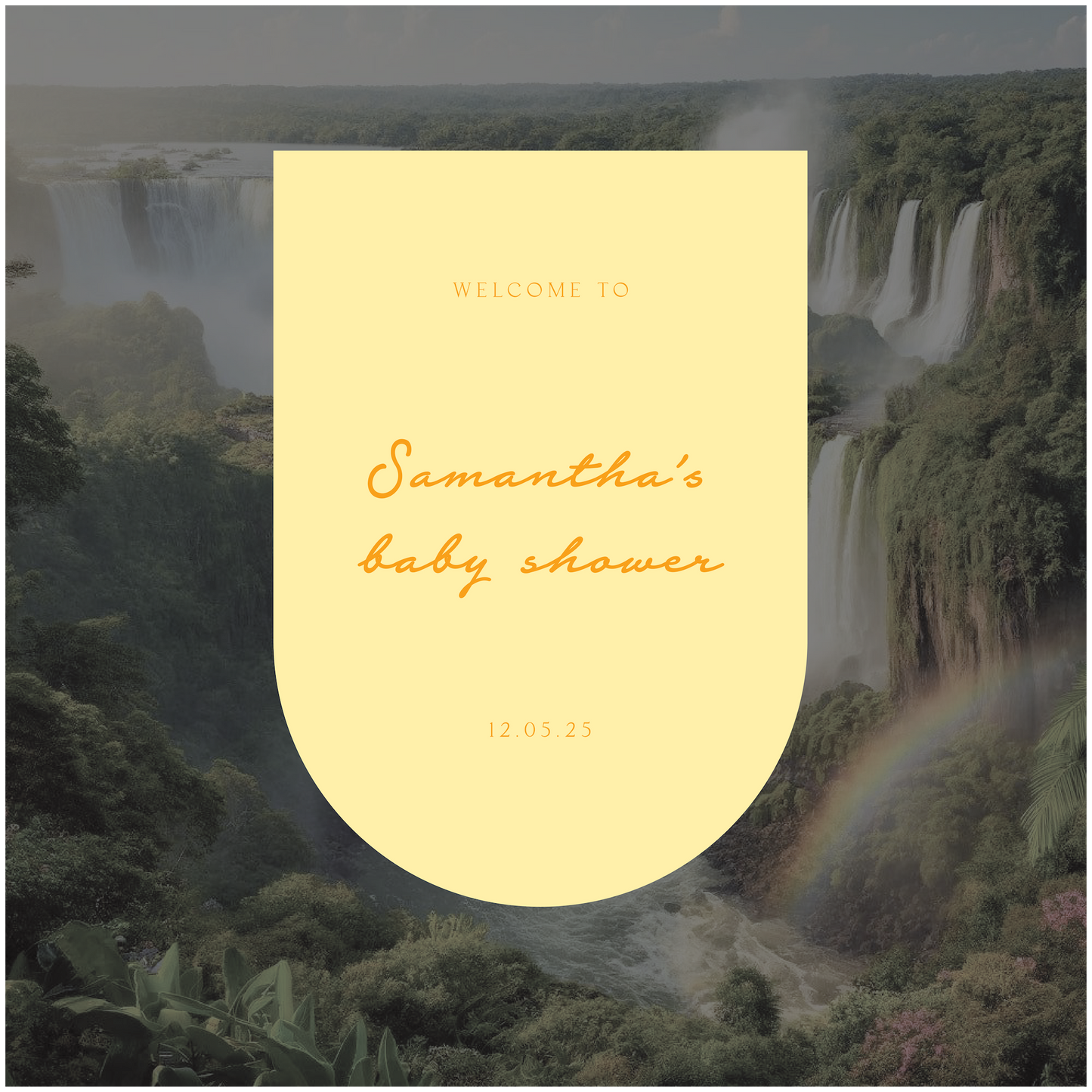 Iguazu Falls Baby Shower Welcome Sign