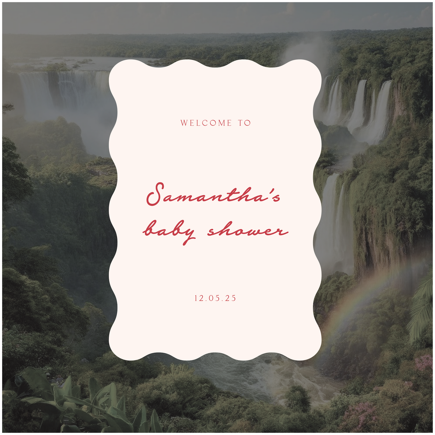 Iguazu Falls Baby Shower Welcome Sign