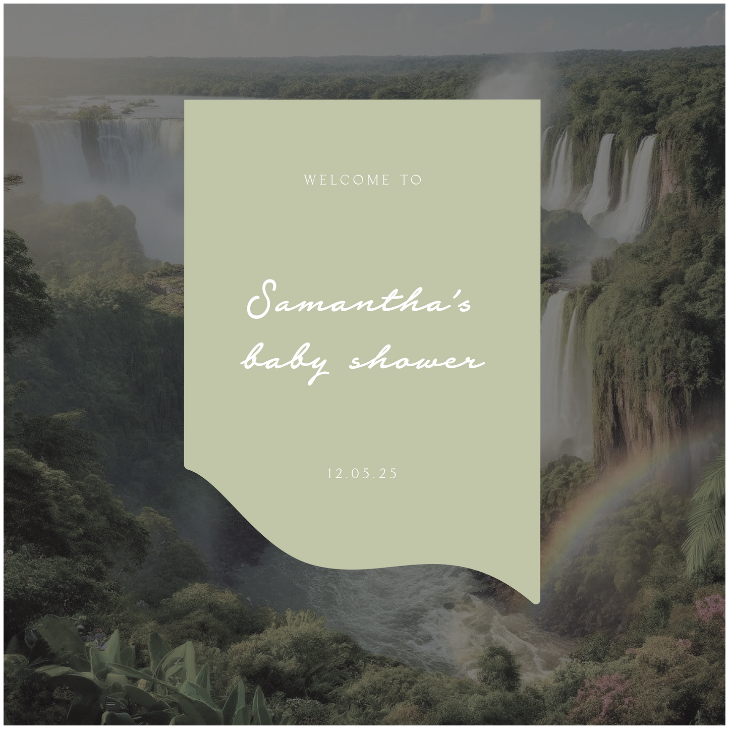 Iguazu Falls Baby Shower Welcome Sign