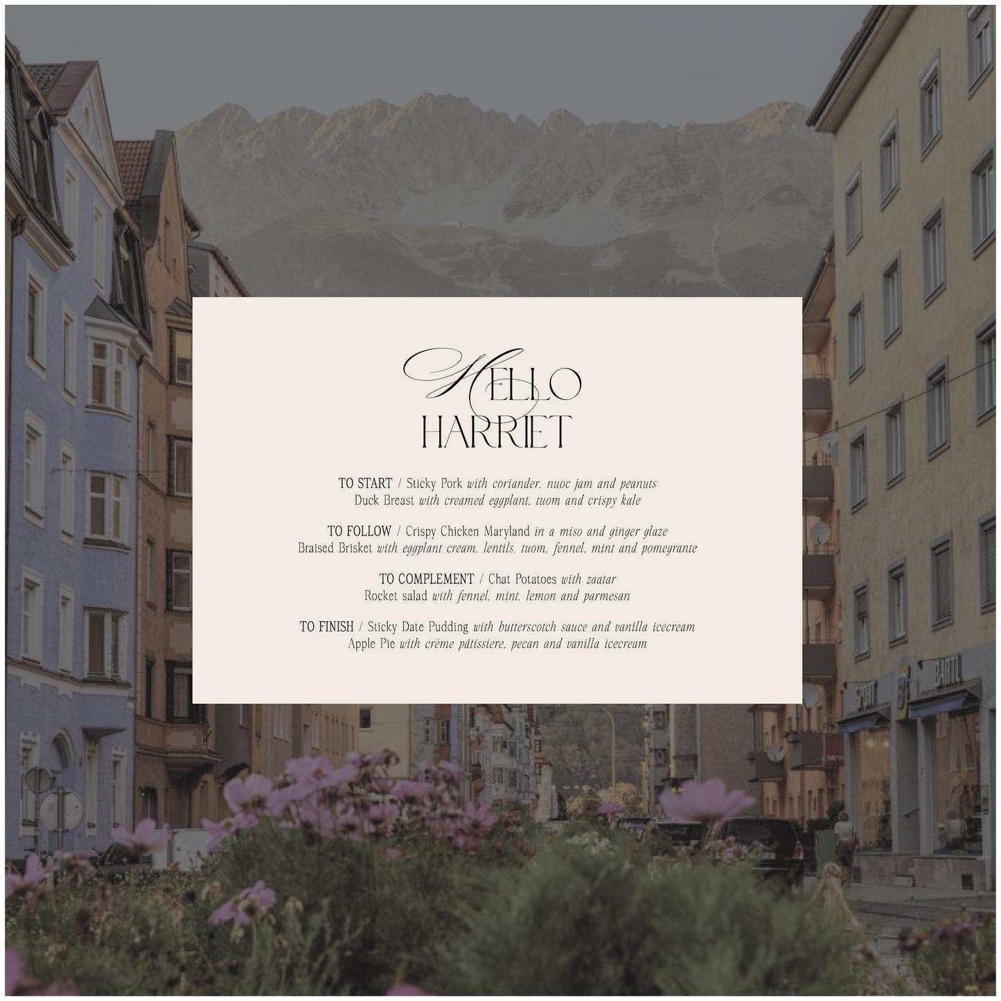 Innsbruck Menu