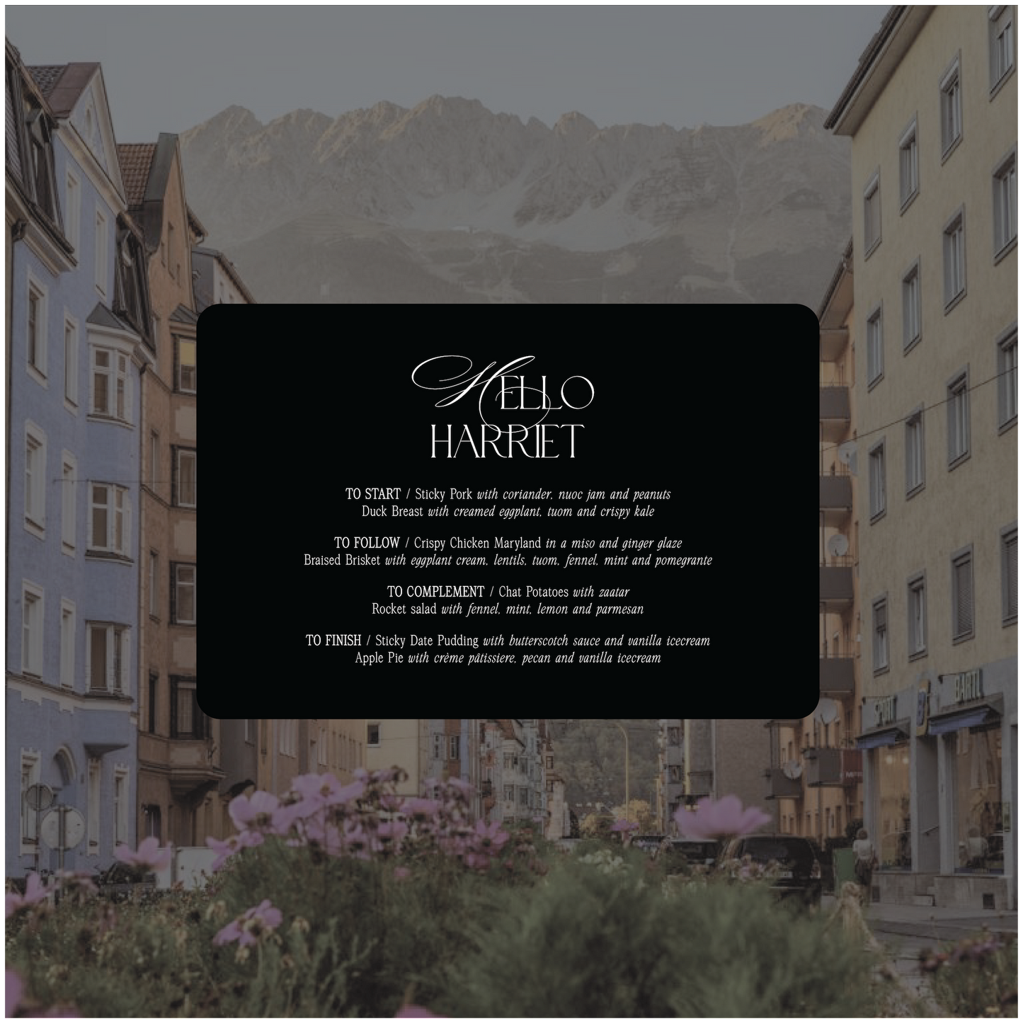 Innsbruck Menu