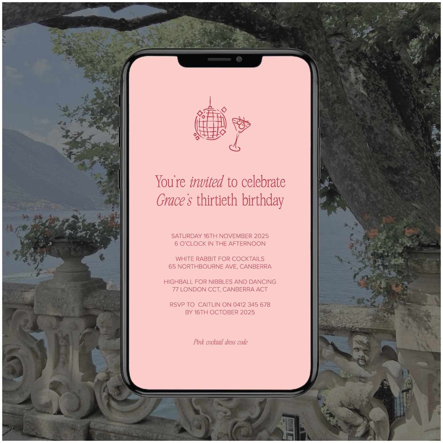 Lake Como Digital File Invitation
