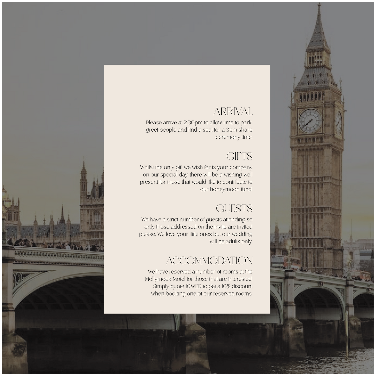 London Single Invitation