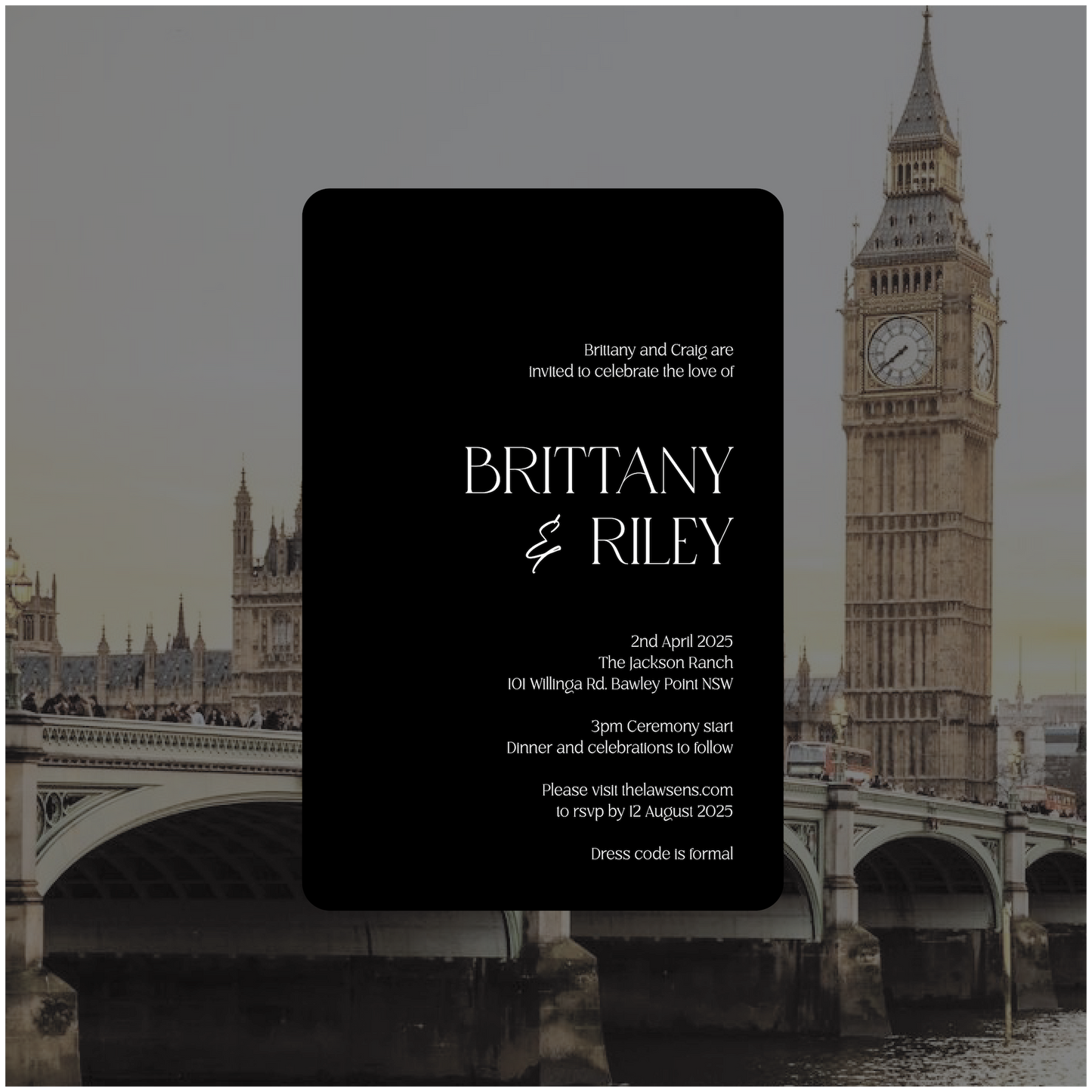 London Single Invitation