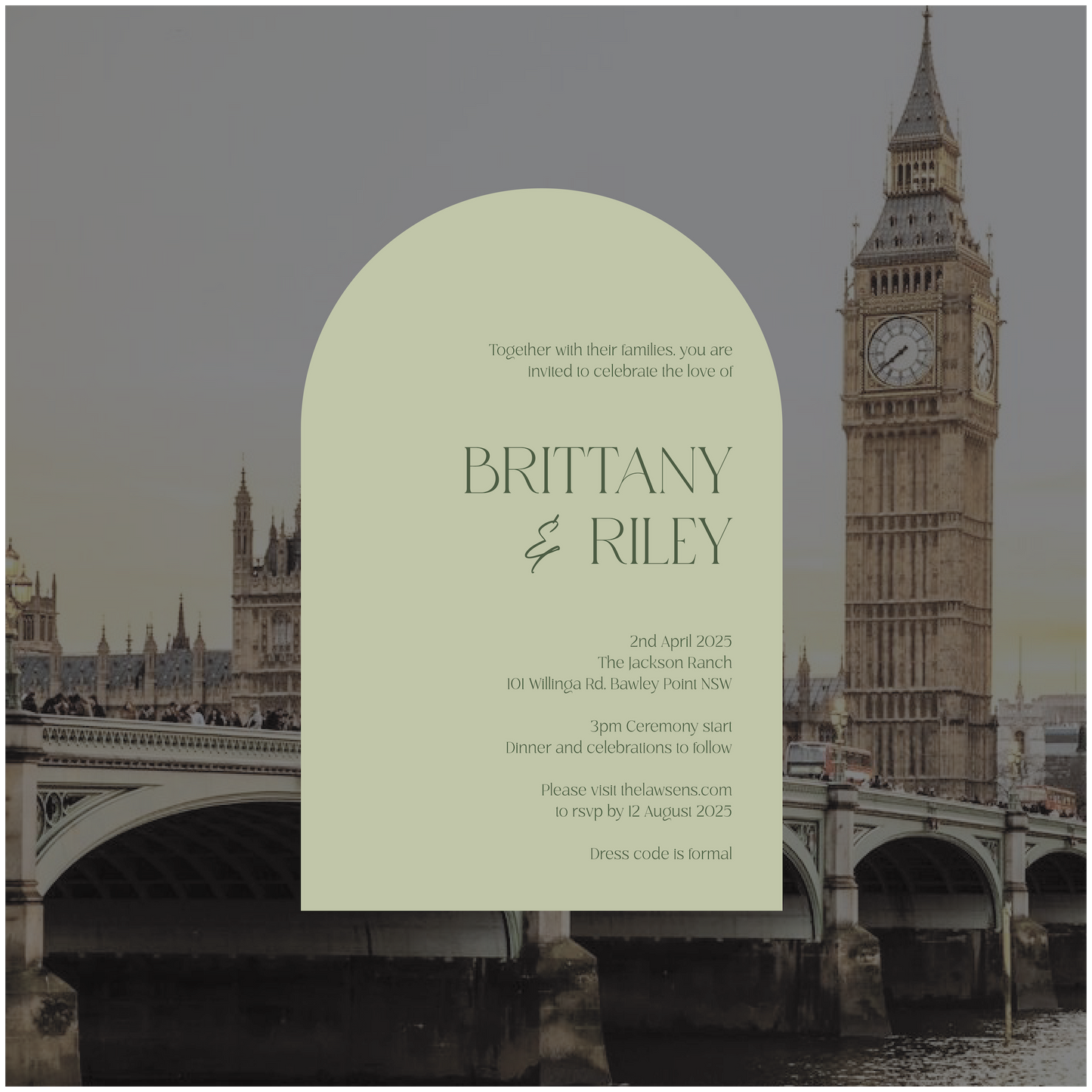 London Single Invitation