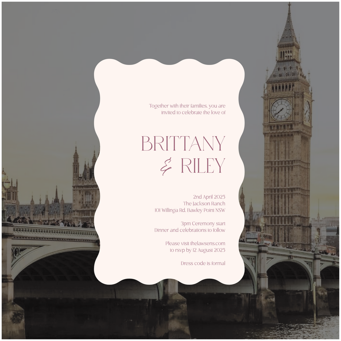 London Single Invitation