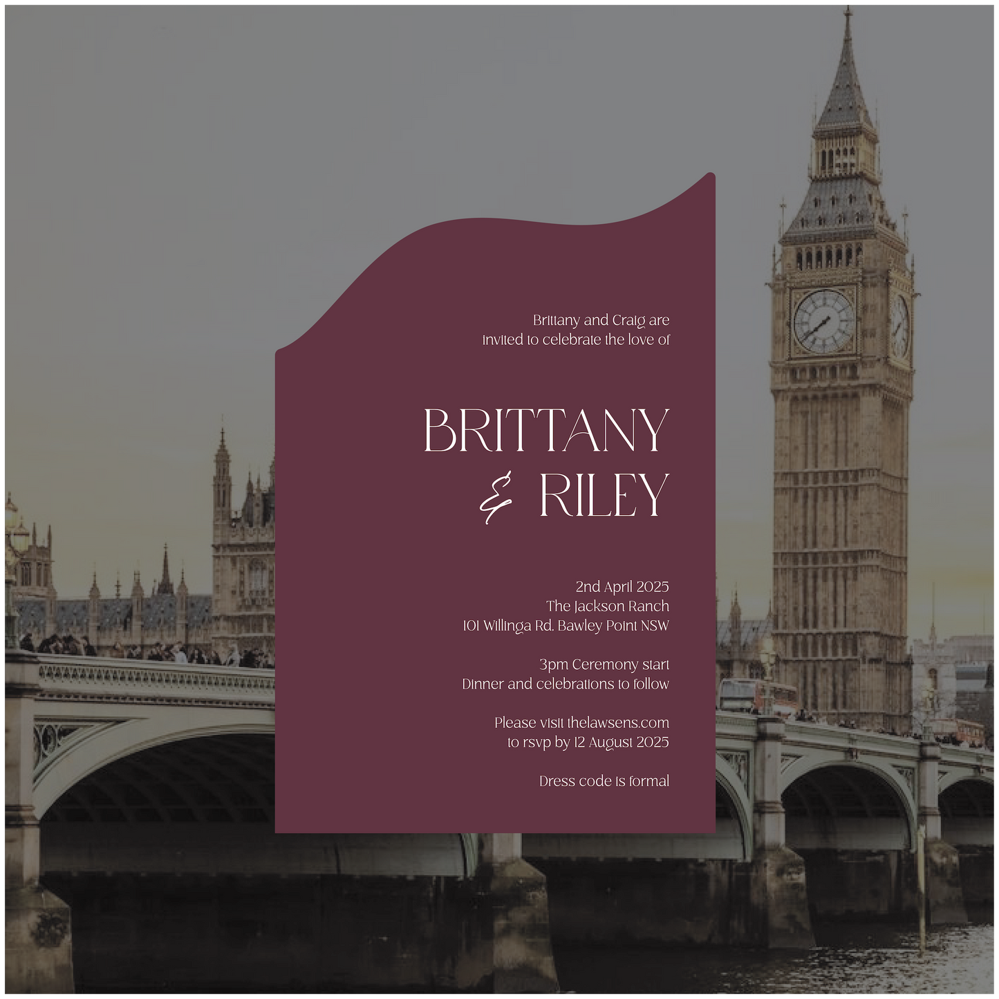 London Single Invitation