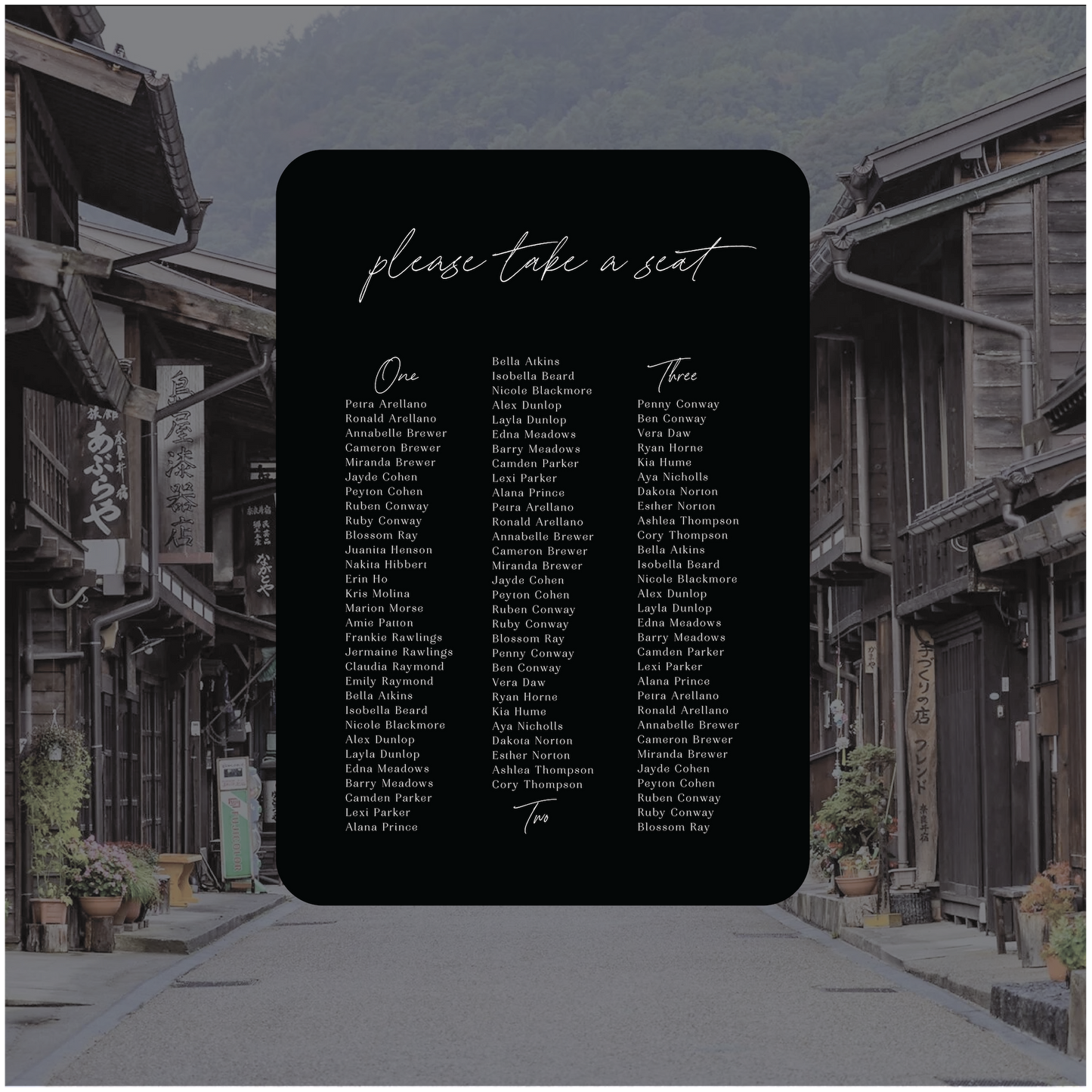 Nagano Seating Chart