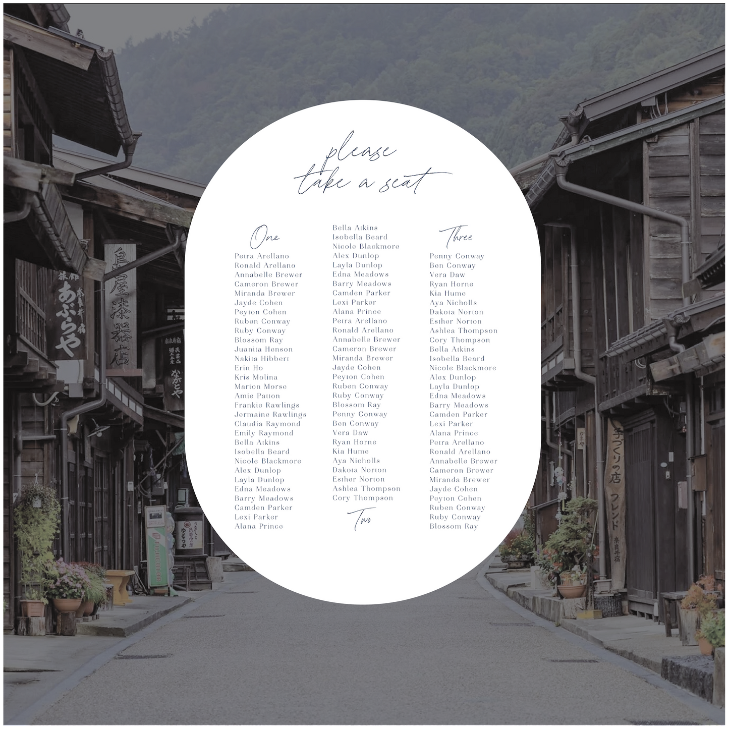 Nagano Seating Chart