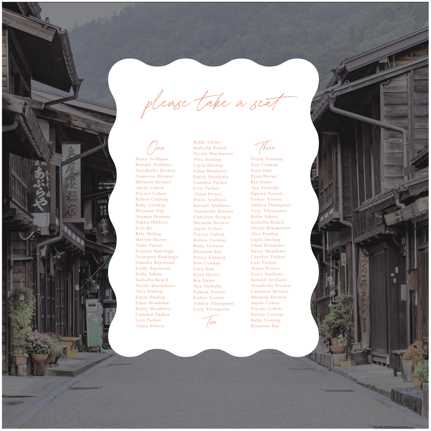 Nagano Seating Chart