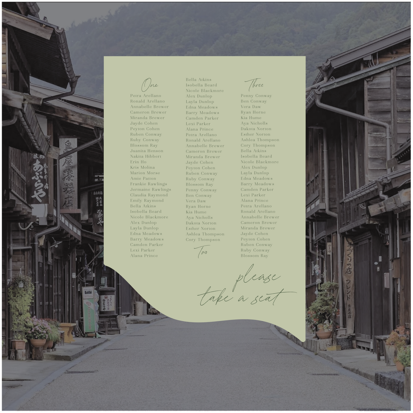 Nagano Seating Chart