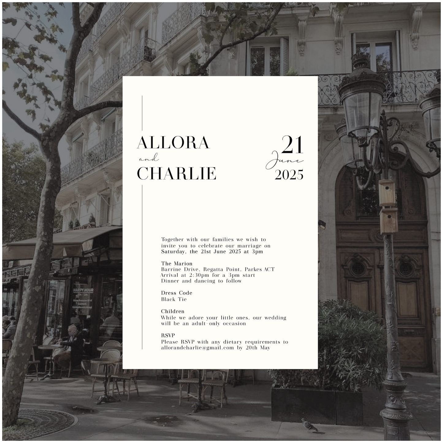 Paris Single Invitation