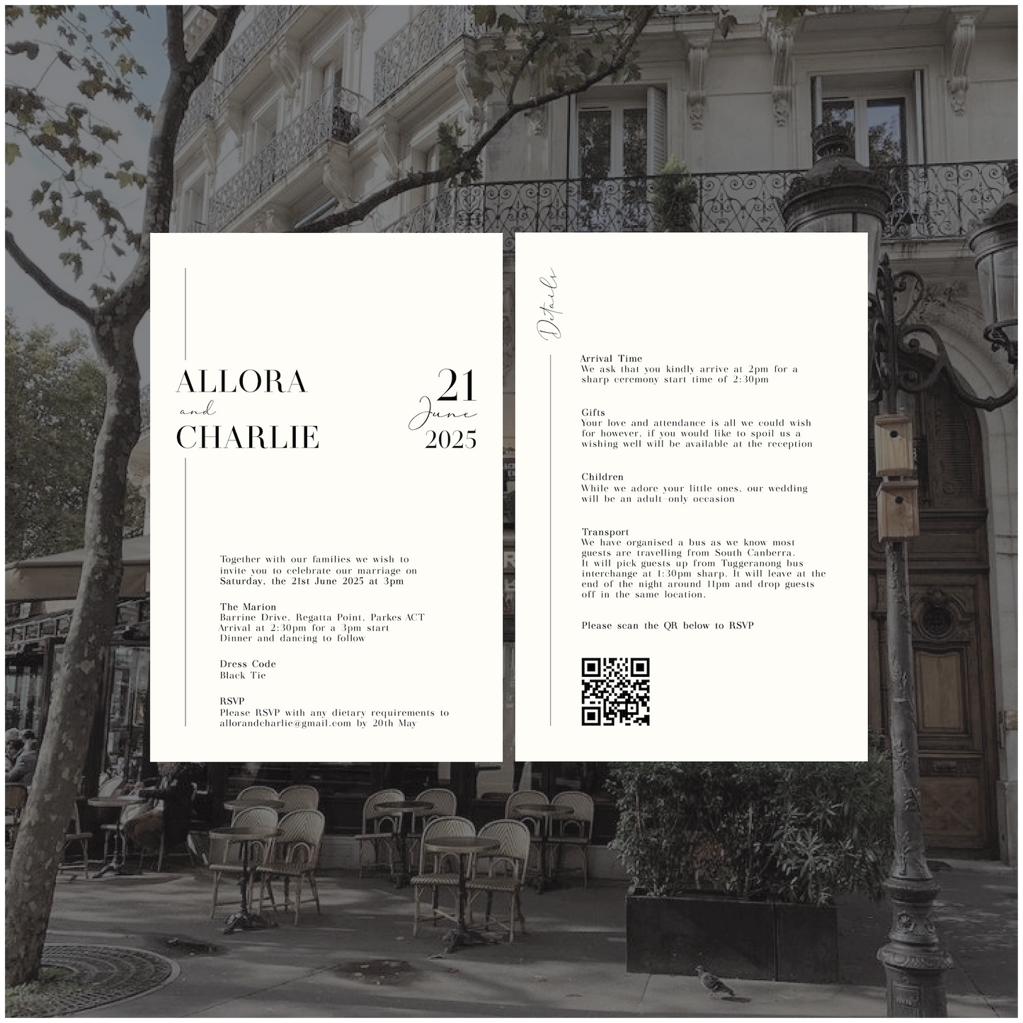 Paris Single Invitation