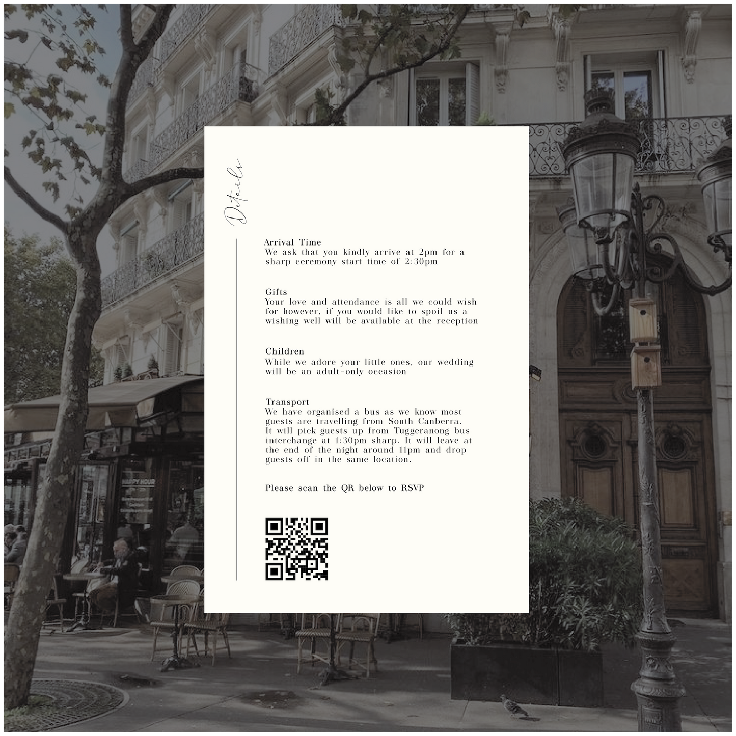 Paris Single Invitation