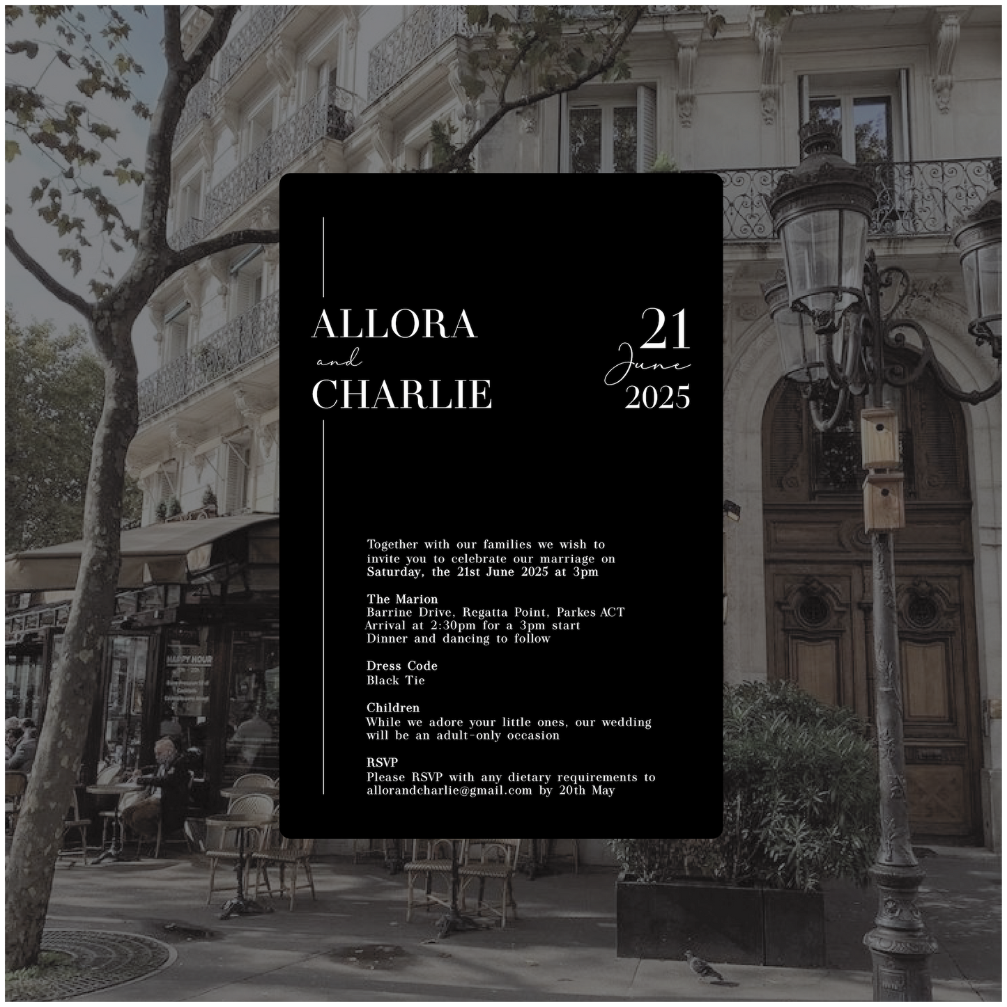 Paris Single Invitation