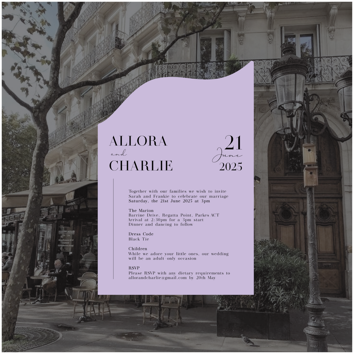 Paris Single Invitation