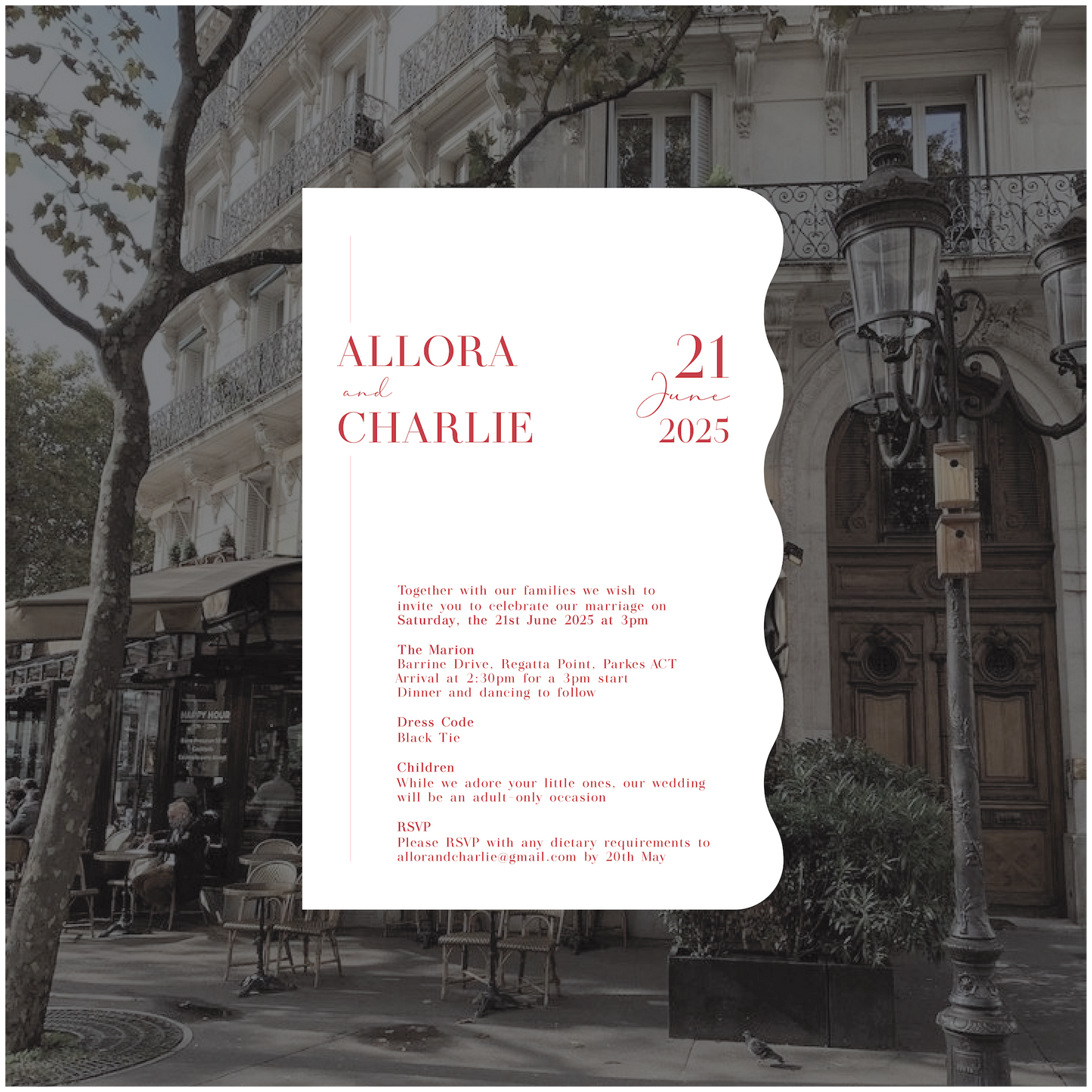 Paris Single Invitation