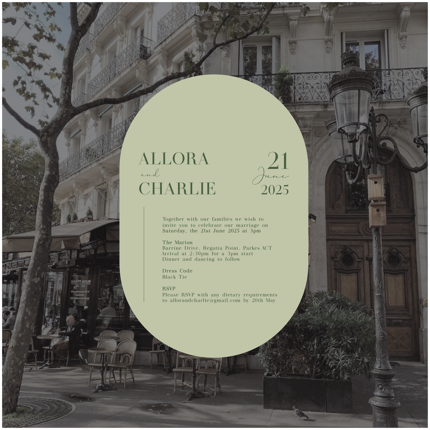 Paris Single Invitation