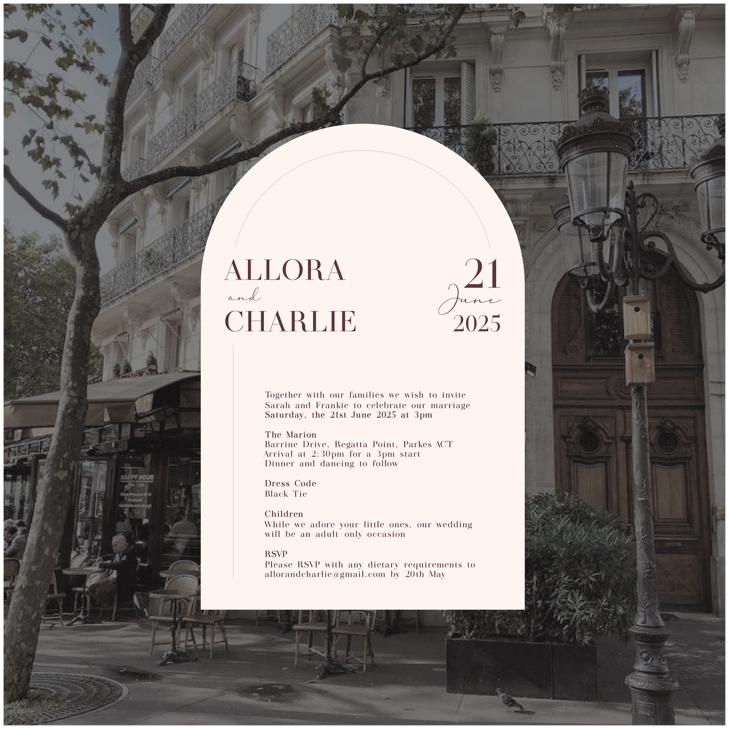 Paris Single Invitation