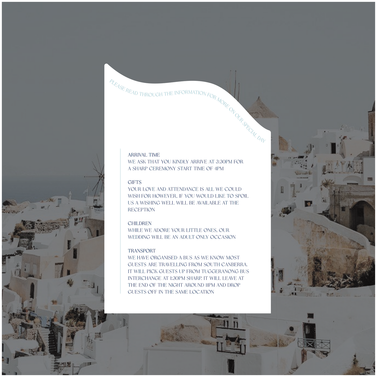 Santorini Single Invitation