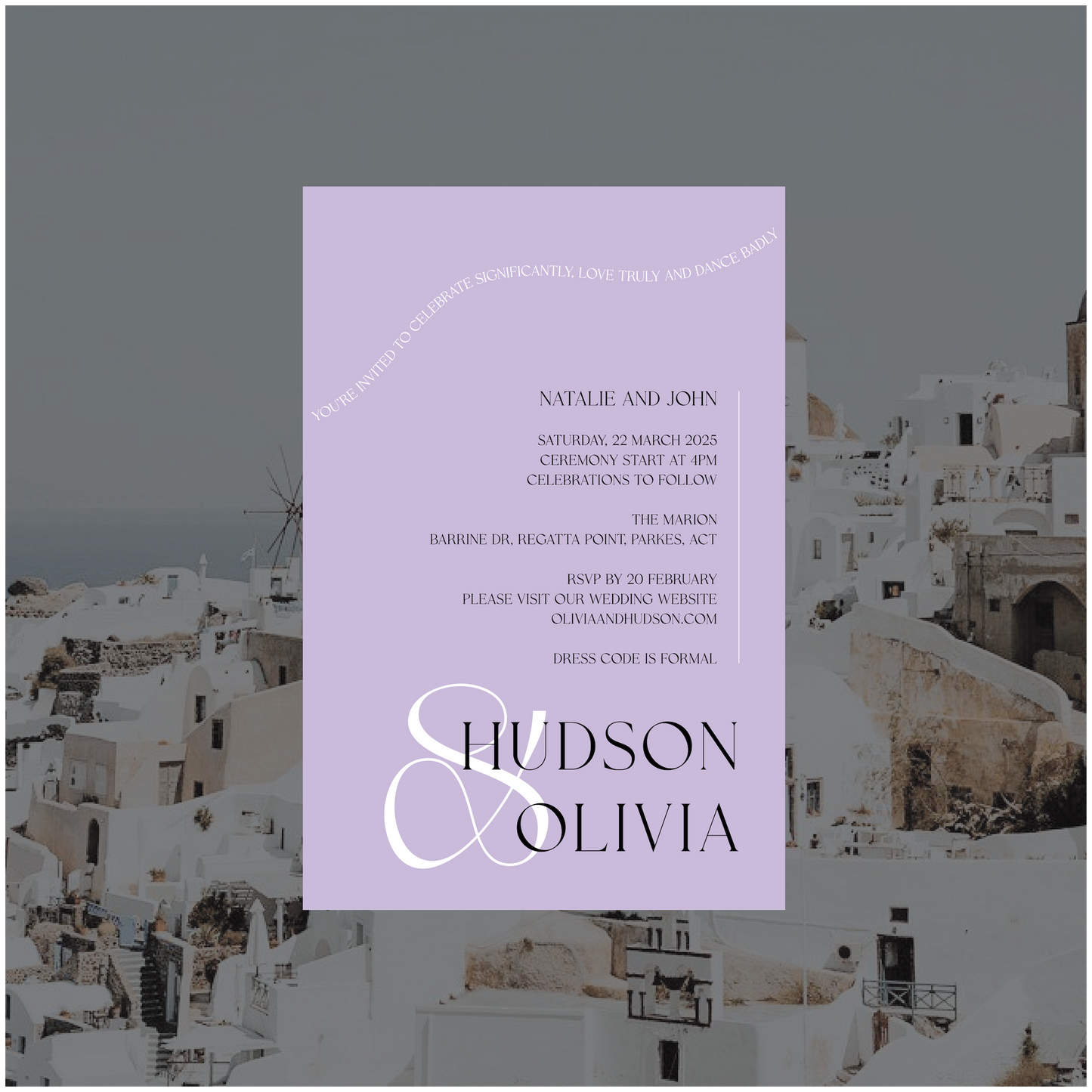 Santorini Single Invitation
