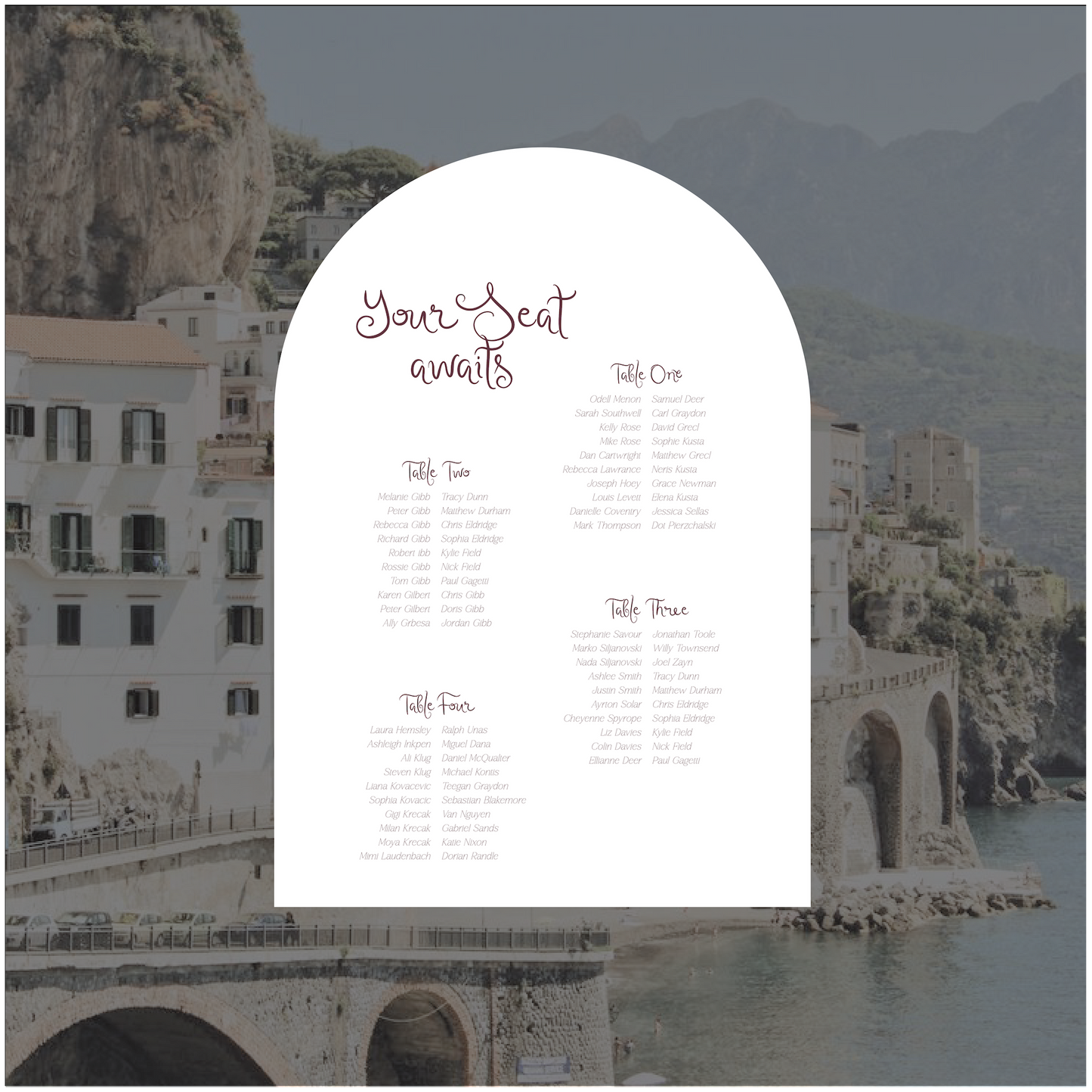 Sorrento Seating Chart