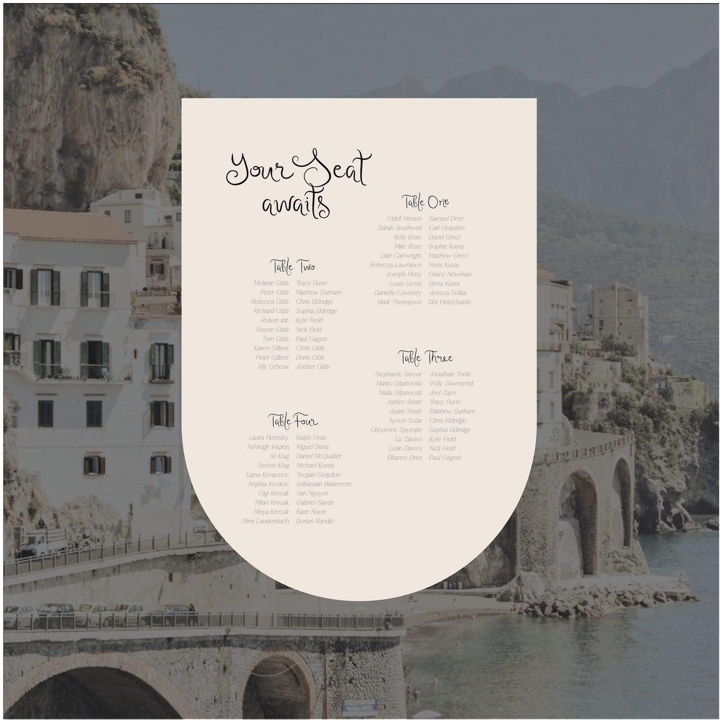 Sorrento Seating Chart