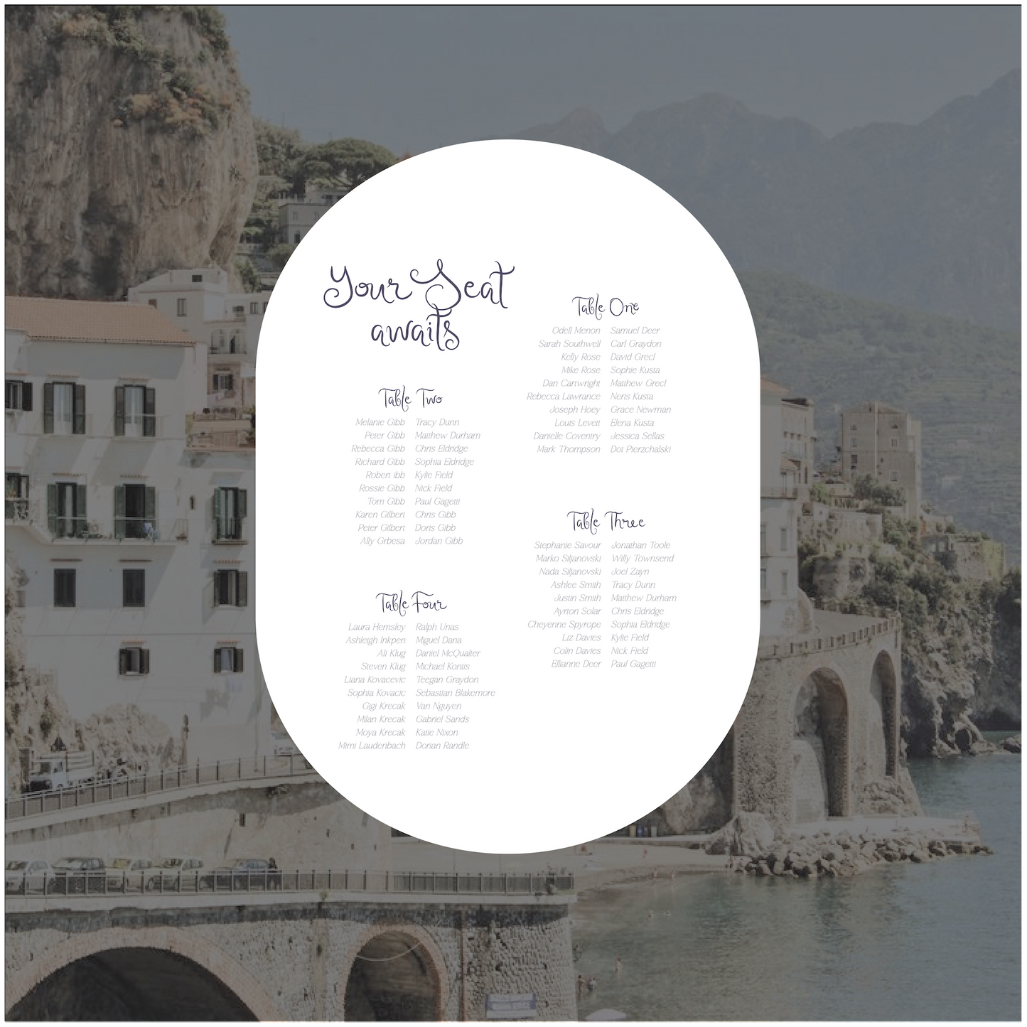 Sorrento Seating Chart