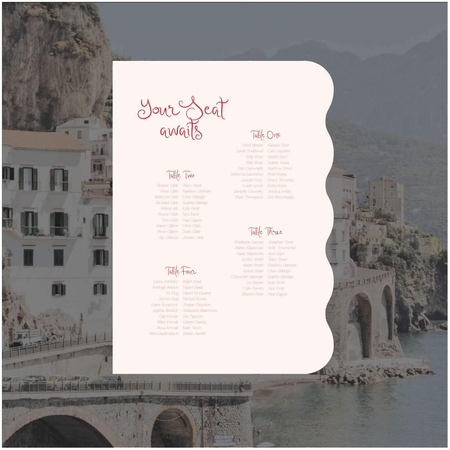 Sorrento Seating Chart