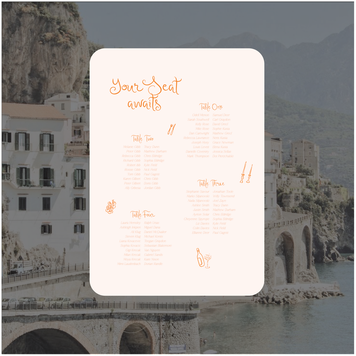 Sorrento Seating Chart