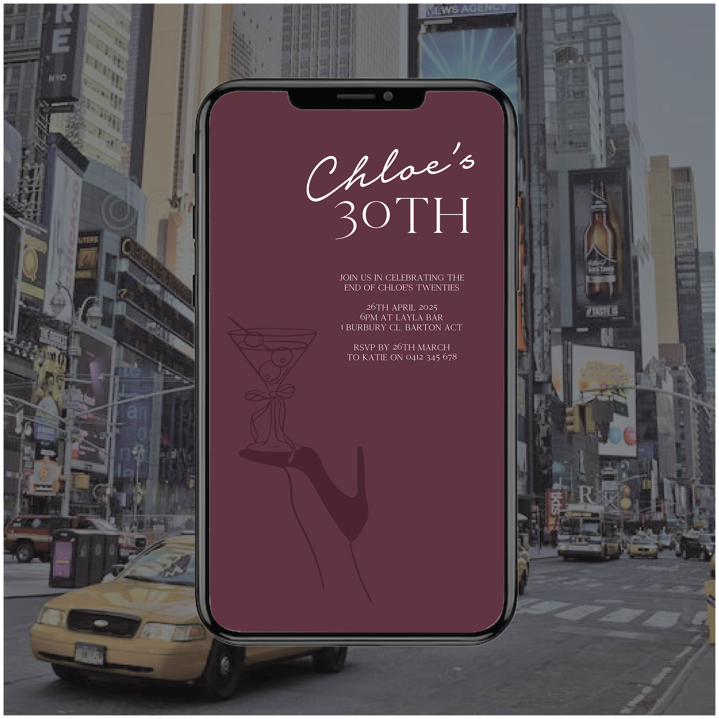 Times Square Digital File Invitation