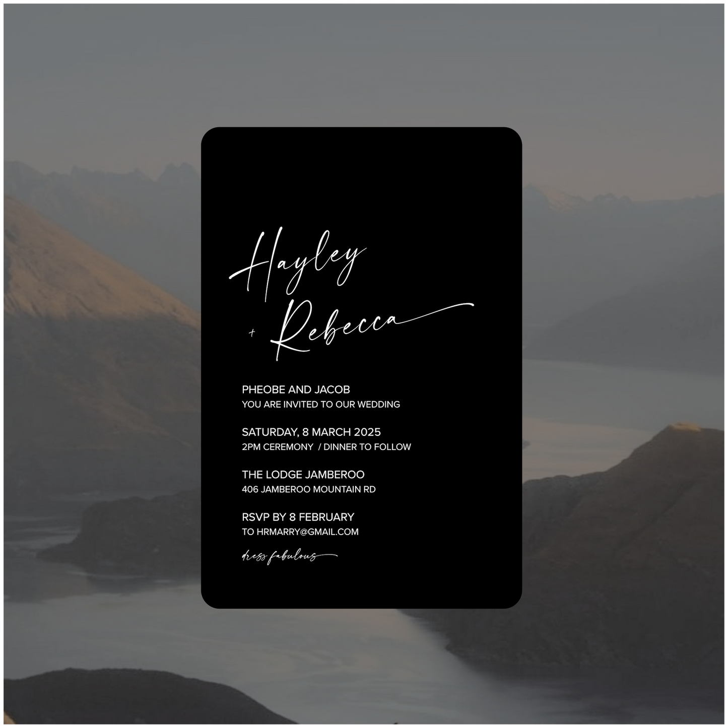 Wellington Single Invitation