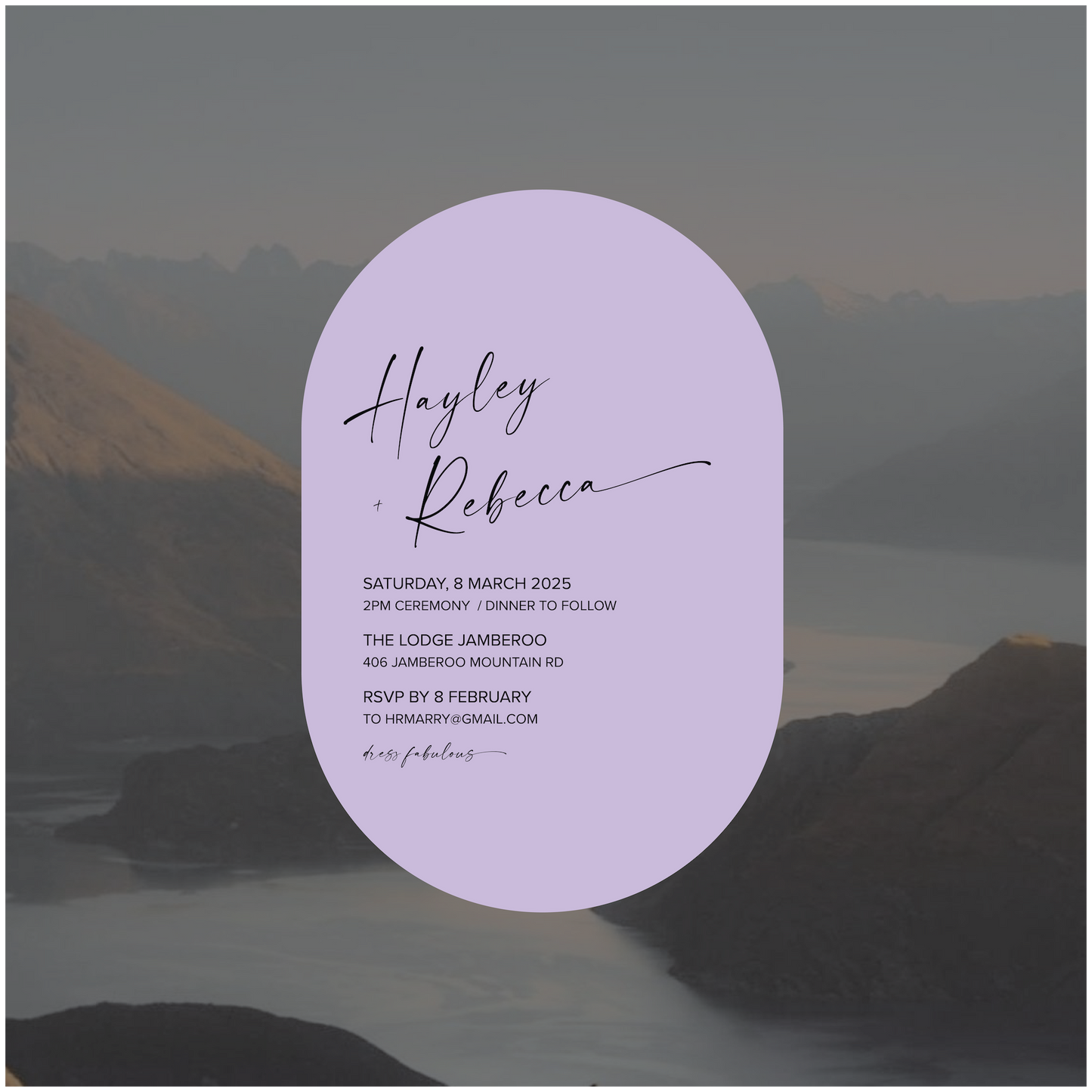 Wellington Single Invitation