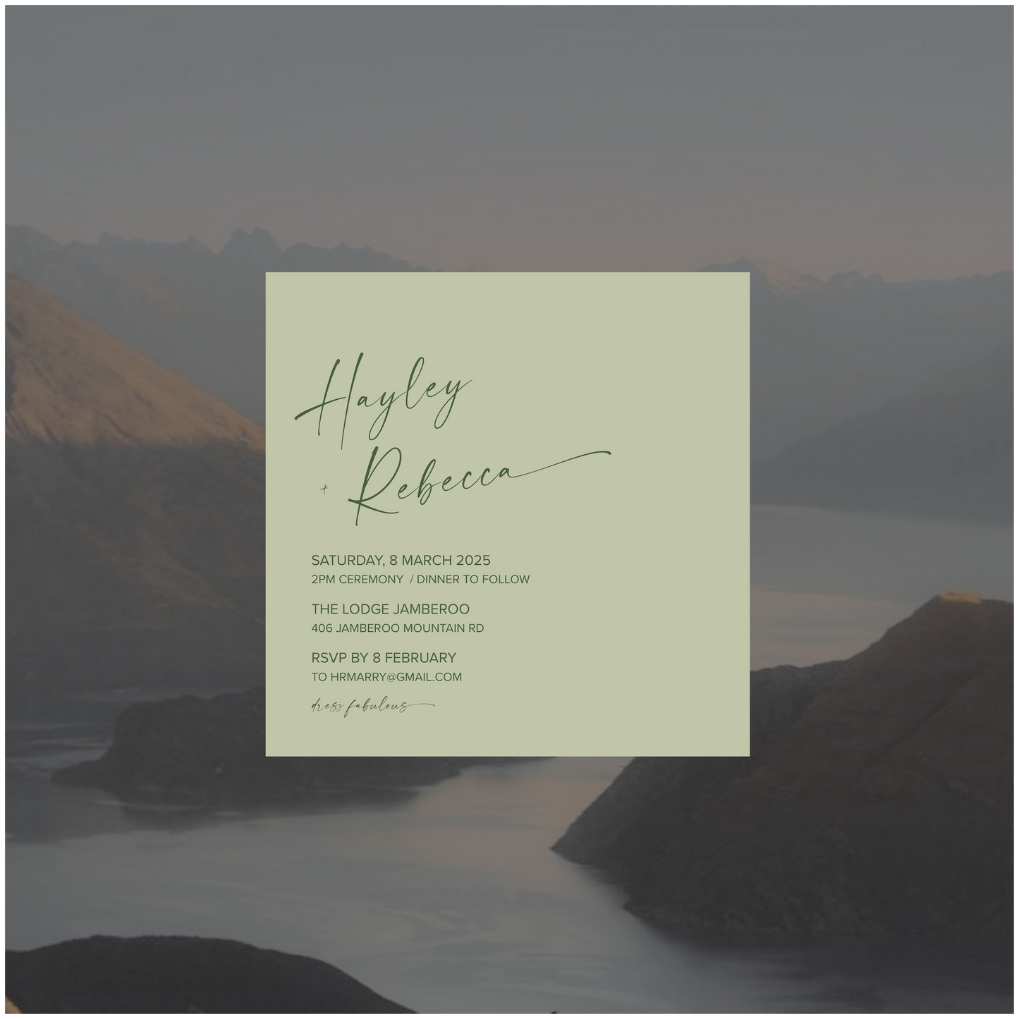 Wellington Single Invitation