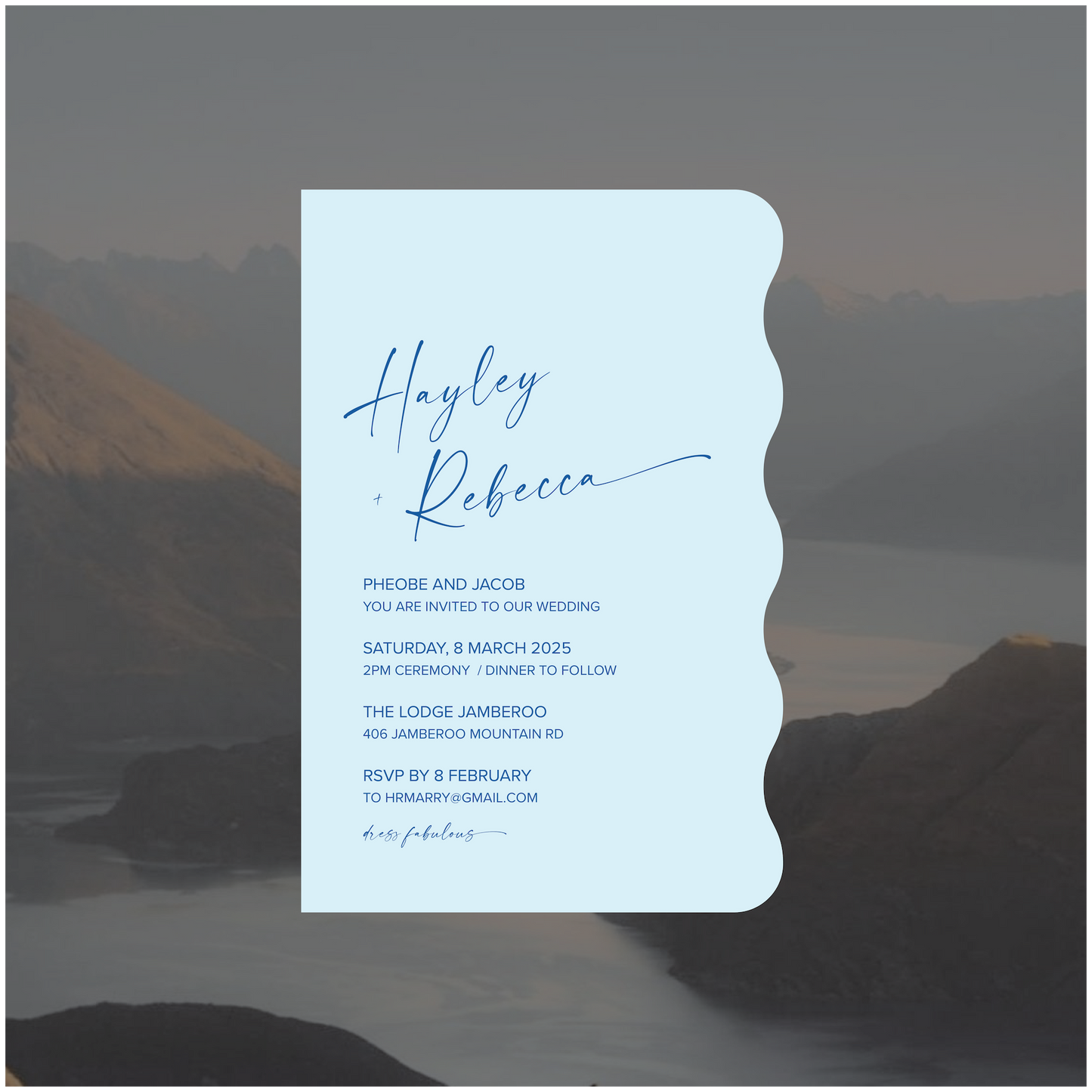 Wellington Single Invitation